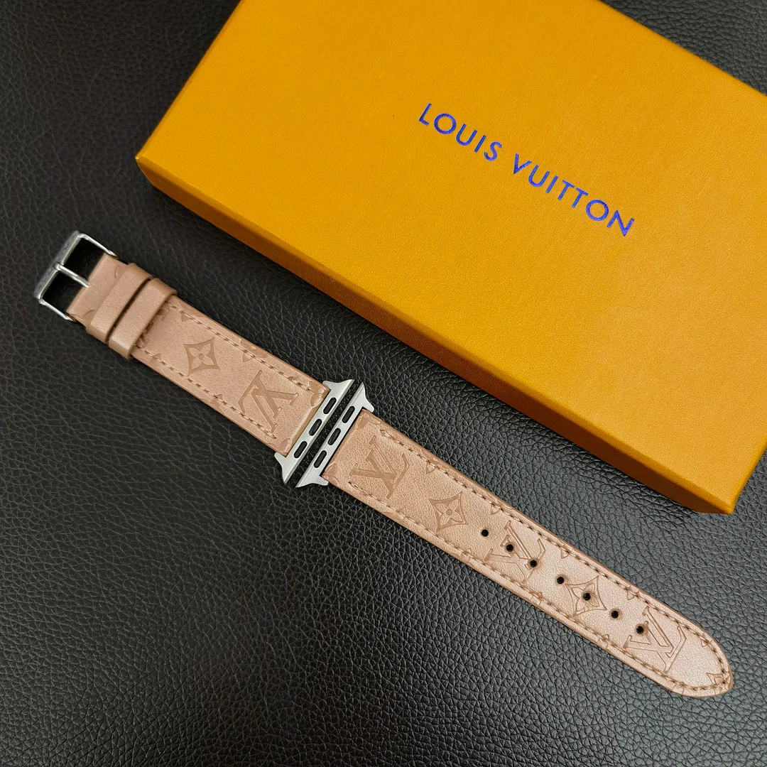 LV Louis Vuitton 3D Embossed Leather Apple Watch Strap ProCaseMall