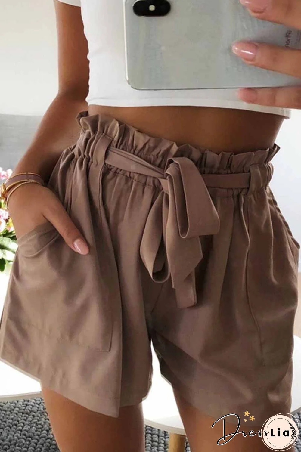 Casual Elastic Wide Leg Strap High Waist Shorts