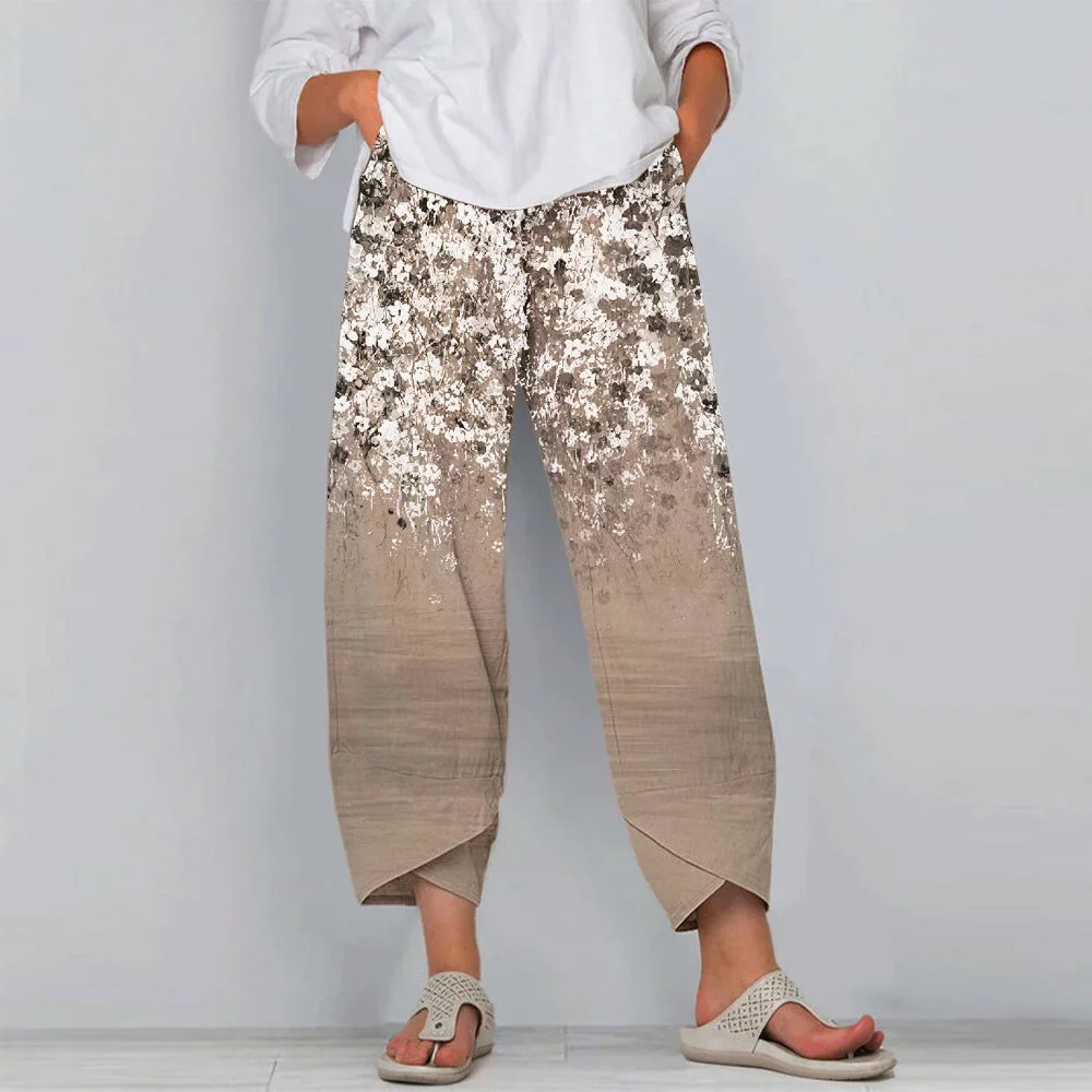 Small floral sports casual pants girl