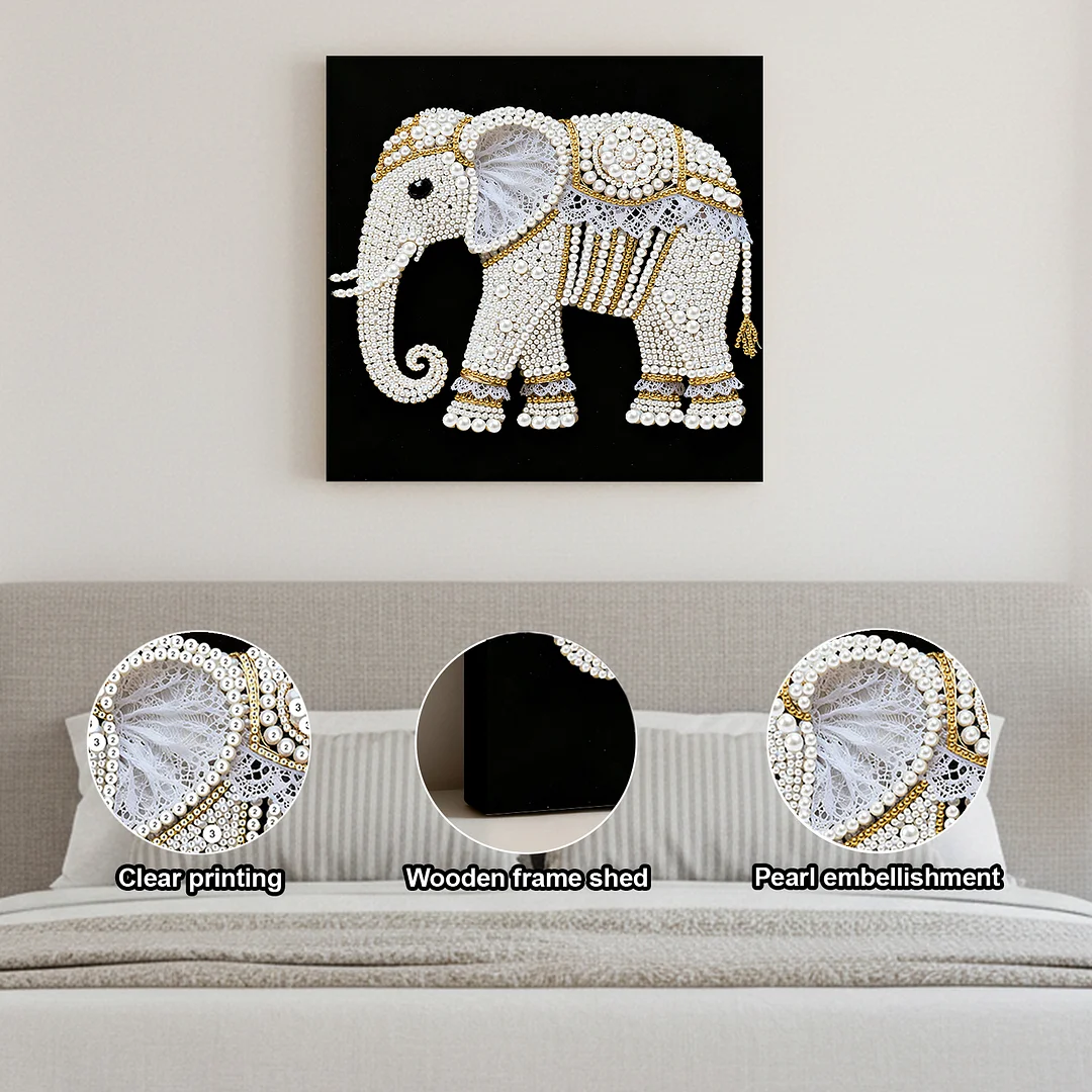 Elephant DIY Pearl Art Diamond Painting Kit for Adult Home Decor 25x25cm With Frame