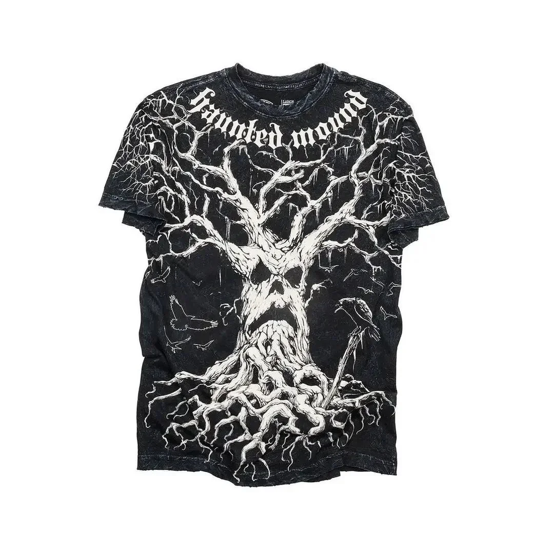 Aonga Y2k Hip Hop Casual Gothic Fashion Tops Loose Versatile T Shirts Men Women Short Sleeved Harajuku Punk Graphic Print T Shirt aonga