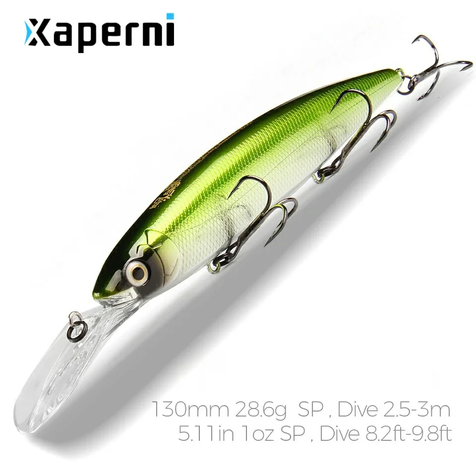 Xaperni 130mm 28.6g professional quality fishing lures hard bait dive 2.5-3m quality wobblers minnow  Artificial Bait Tackle