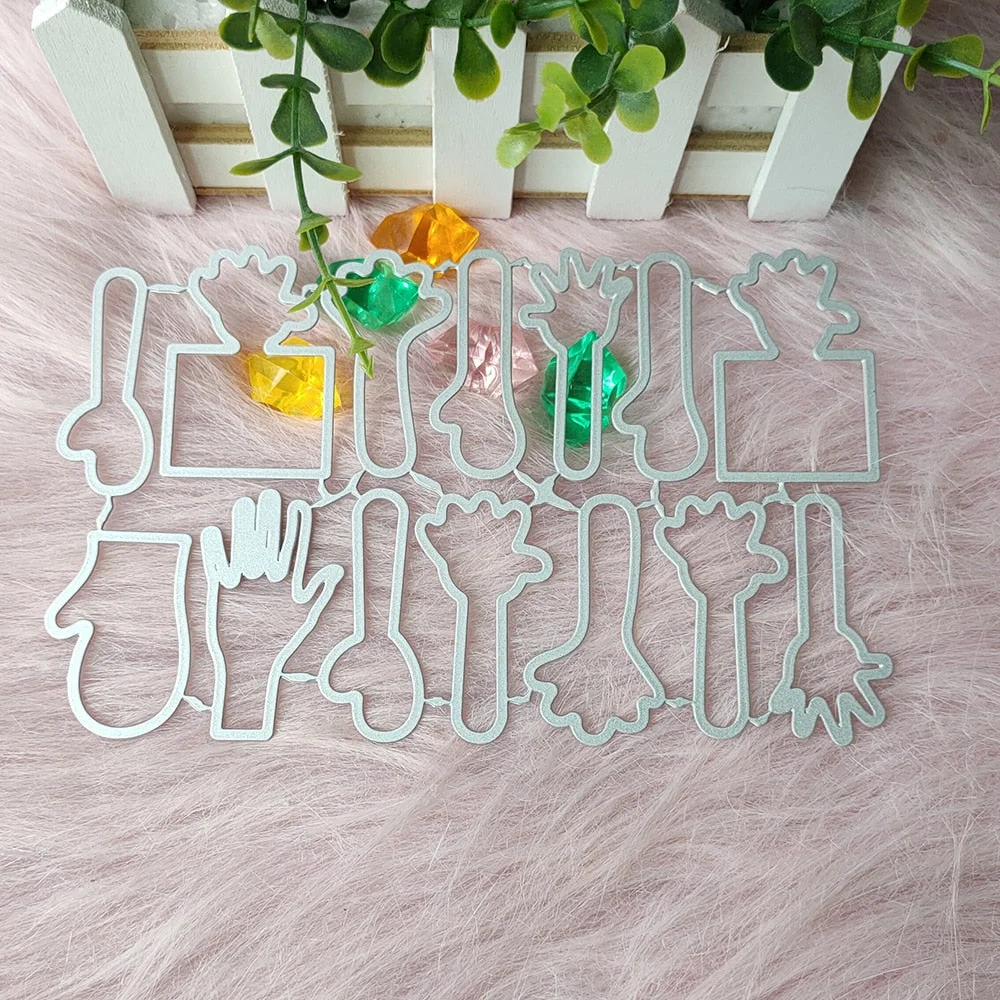 New 12 small hands Metal Cutting Dies Decorative DIY Scrapbooking Steel Craft Die Cut Embossing Paper Cards Stencils