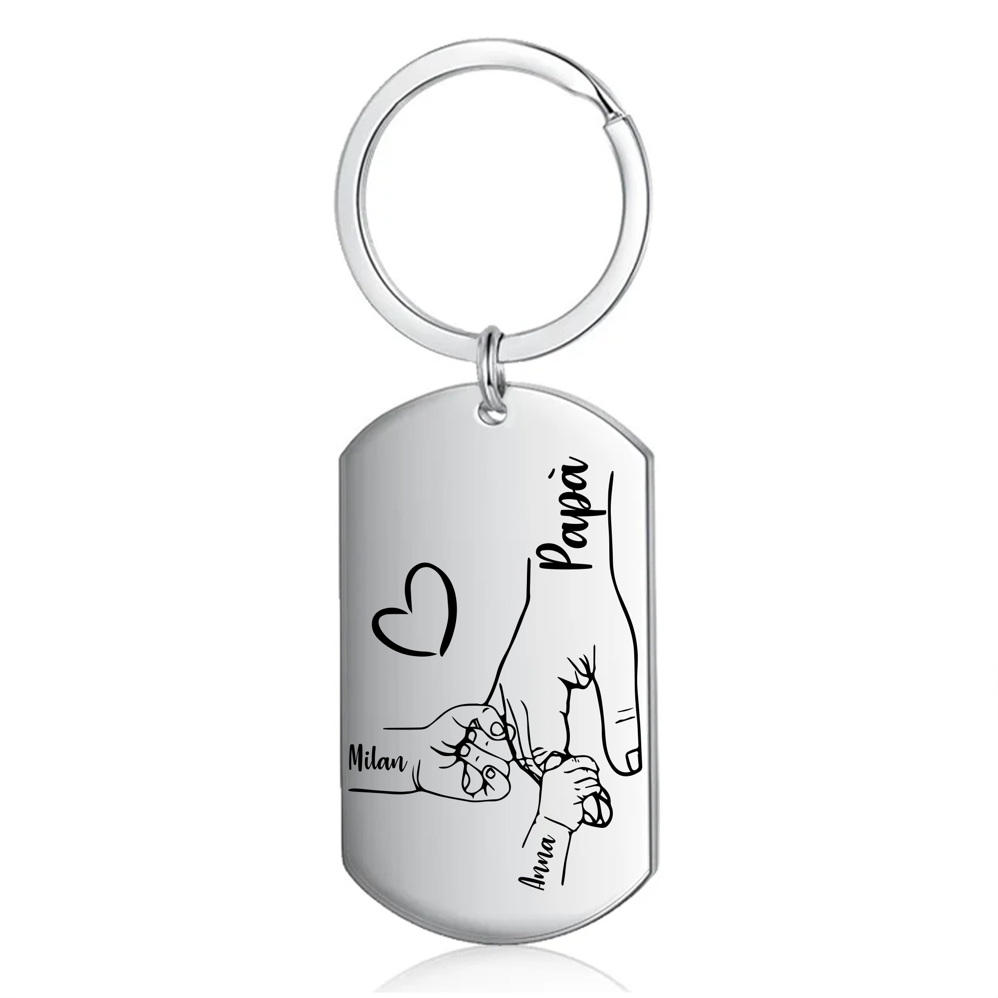 A mio papà-Portachiavi mano nella mano 2 nomi personalizzati regalo per papà