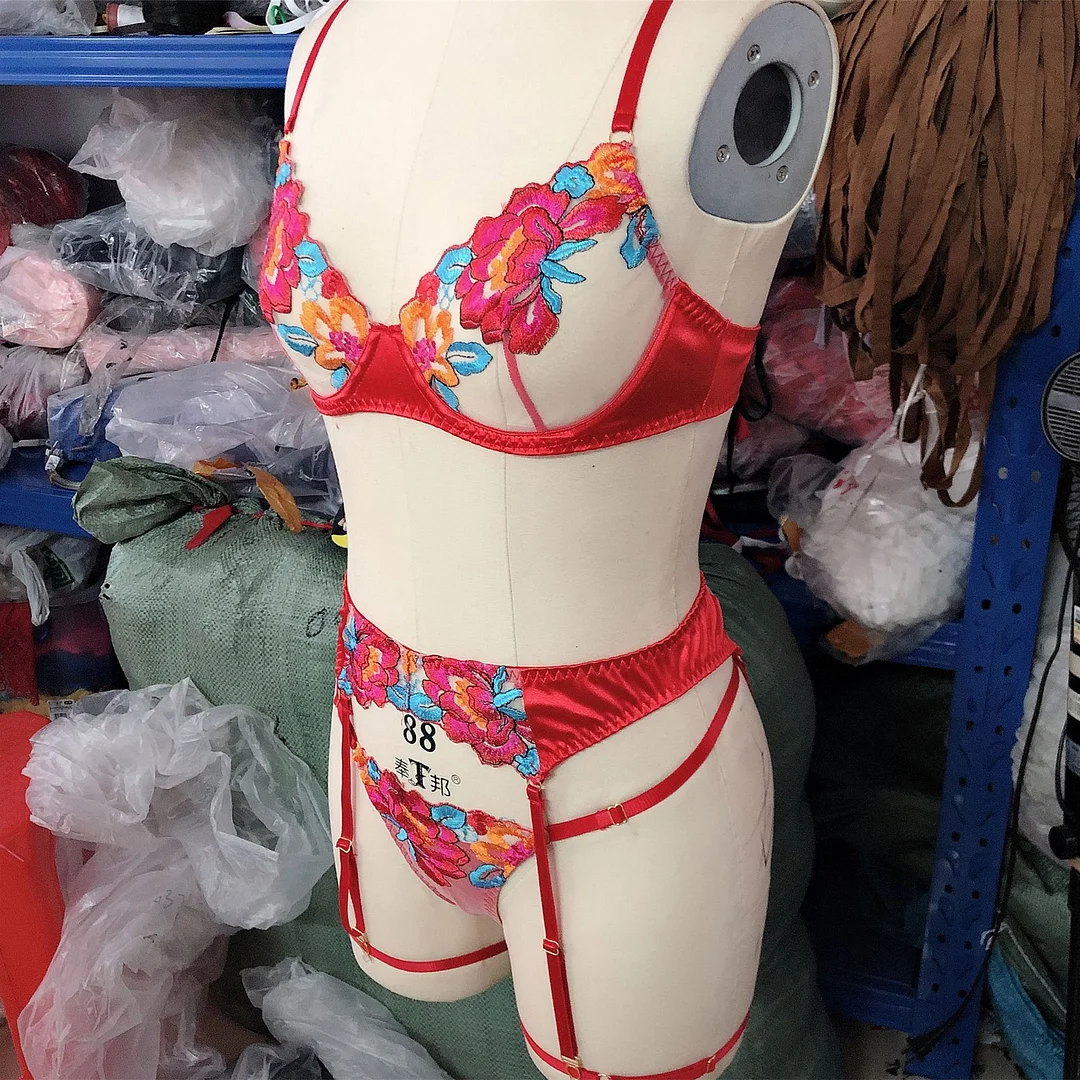 Billionm Floral Erotic Lingerie Sensual Lace Hollow Out Intimates Transparent Embroidery Underwear Women  Porn Sissy Nightwear Sets Thong