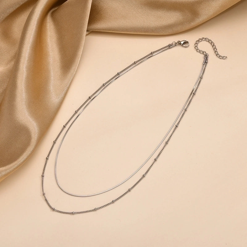 201 Stainless Steel IG Style Minimalist Plating Solid Color Double Layer Necklaces