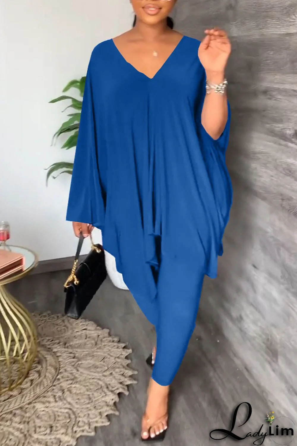 Black Casual Solid Patchwork V Neck Long Sleeve Two Pieces