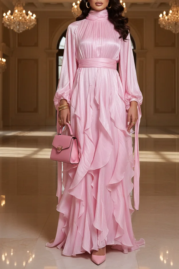 long sleeve sheath dress Ginevra Belted Long Sleeve Sheath A-Line Midi Dress