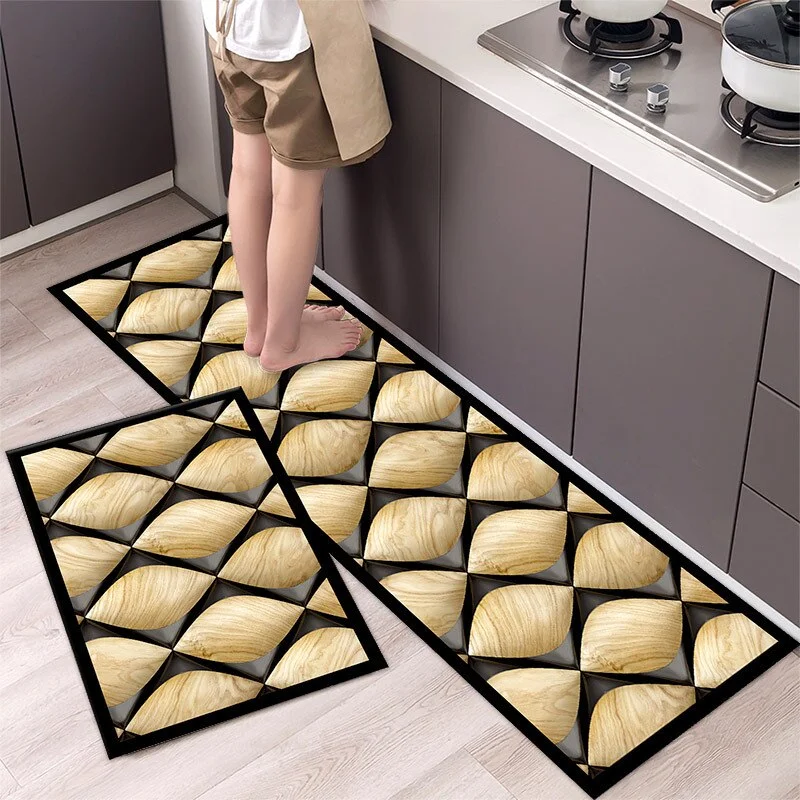 New Geometric Kitchen Mat Home Light Luxury Entrance Doormat Living Room Sofa Floor Long Mats Bathroom Door Anti-Slip Floormat