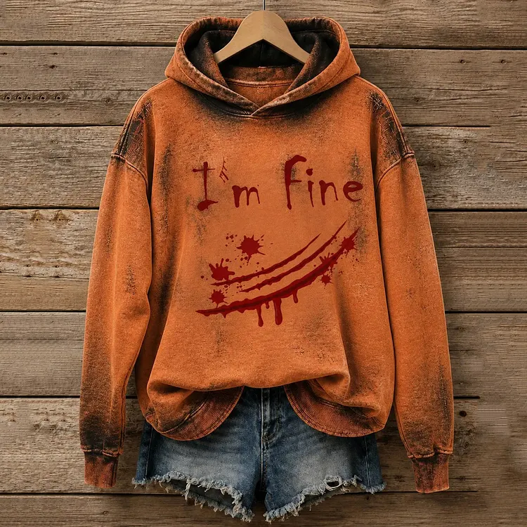 Women's I'm Fine Printed Hoodie
