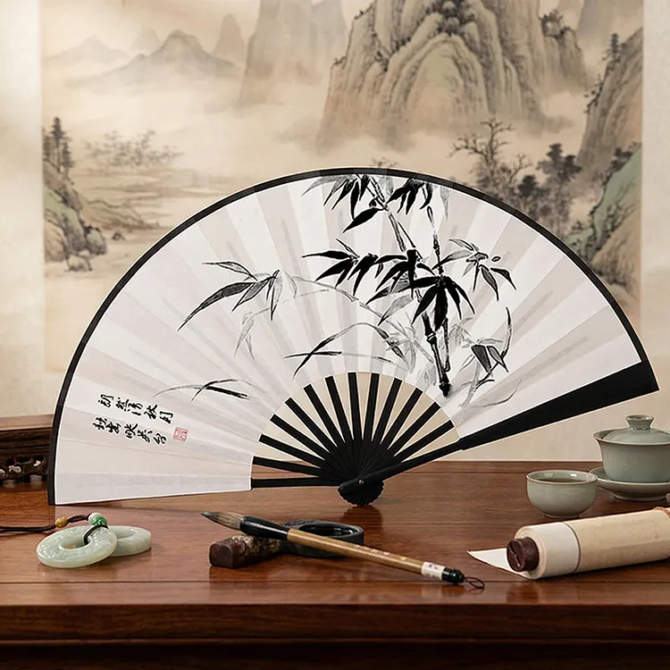 Japanese Art Bamboo Pattern Double-sided Folding Fan
