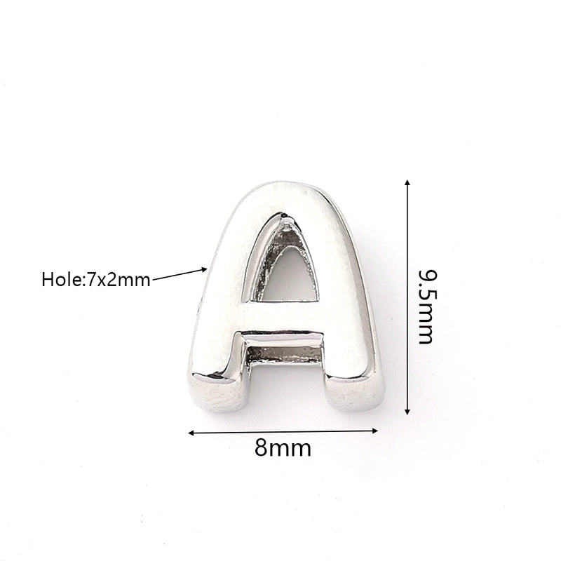 1 Pc/Package 9.5x6mm 9.5×7.5mm 9.5x8mm 7x2mm Copper White Gold Plated Letter Bubble Polished Beads