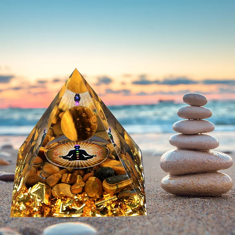 Natural Crystal Orgonite Pyramid Healing Energy Meditation Home Decor (A)