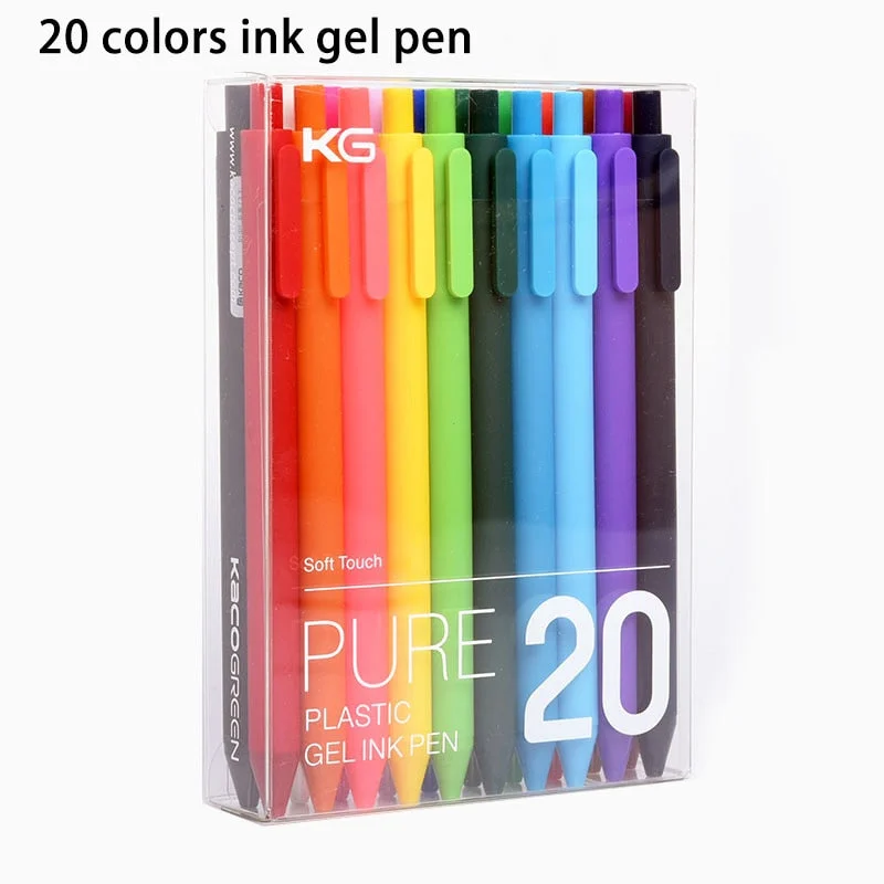 20Pcs/lot KACO PURE Series ABS Body Gel Pens Fashion Candy Color signing Pens for Student Stationery Office School Supplies