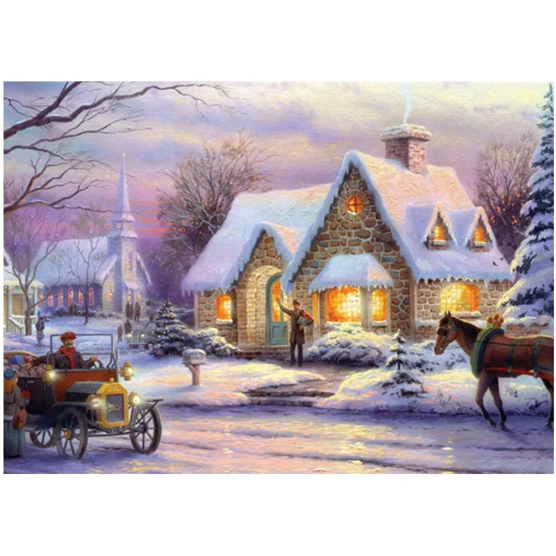 Winter Snow Scene Jigsaw Puzzle 1000 Piece DIY Manual Educational Toy Birthday Gift for Boys and Girls
