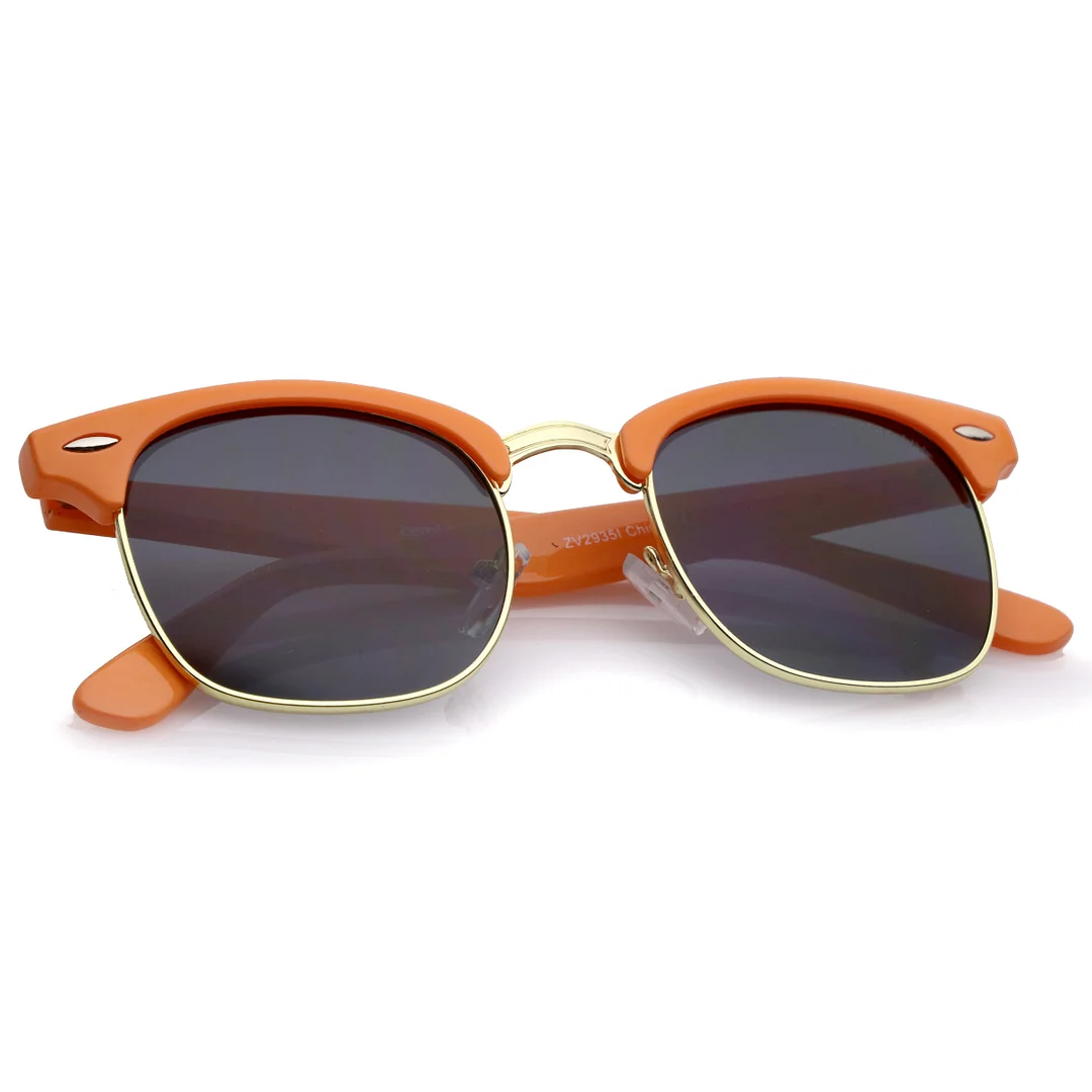 Premium Half Frame Metal Rivets Horn Rimmed glasses 50mm