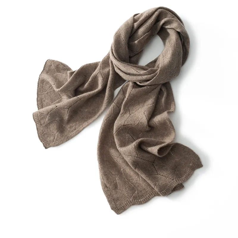 100% Cashmere Knit Ribbed Scarf  REAL SILK LIFE