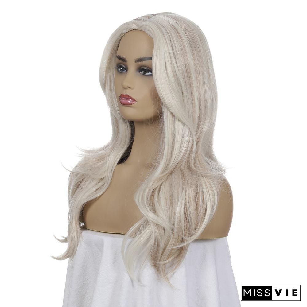 Fashion Lady's Long Curly Hair with Chemical Fiber Headgear