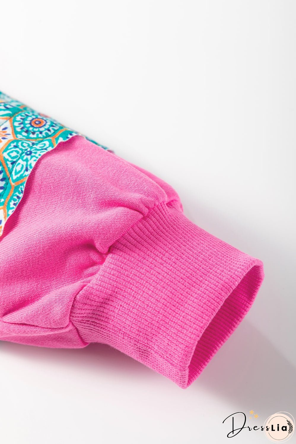 Sachet Pink Mixed Print Patch Drop Shoulder Pullover Top