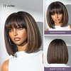Glueless Brazilian Hightlight Brown Straight Hair BOB Wigs With Bangs