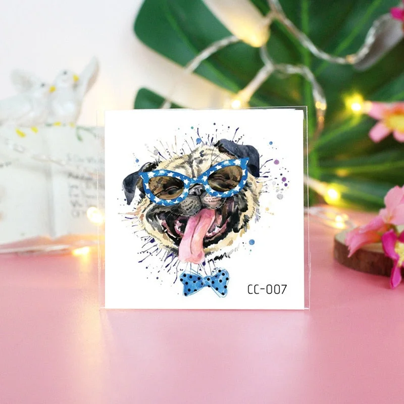 Cartoon Cat and Dog Face Stickers Tattoo Stickers Waterproof Girl/Child Cute Makeup Stickers Small Tattoo Pet Temporary Tattoos