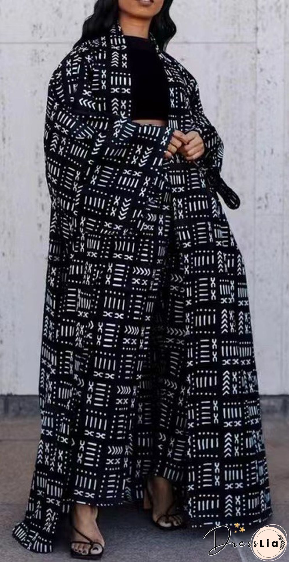 Stylish Print Loose Long Cardigan Coats