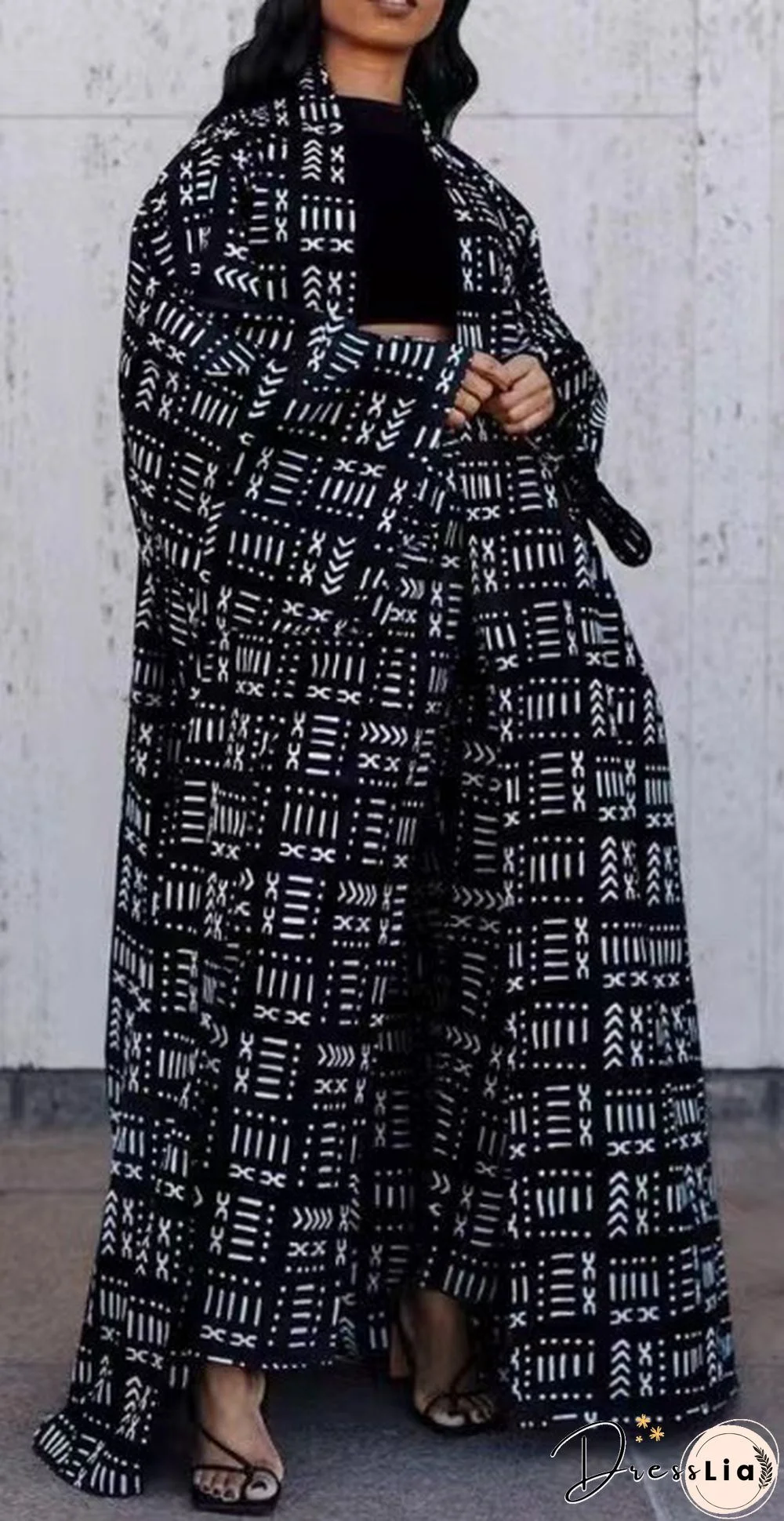 Stylish Print Loose Long Cardigan Coats