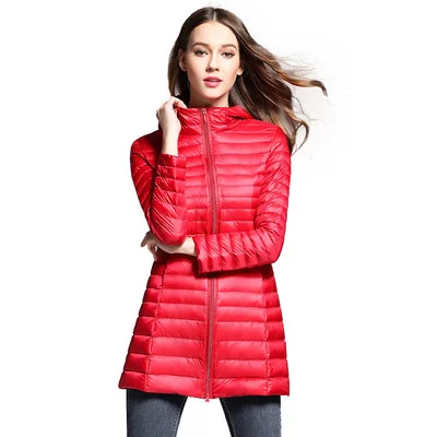 Woherb 2024 New Autumn And Winter Light Down Jacket Female Long Plus Size Hood Slim Plus Plus Size Coat-Outfit Ideas
