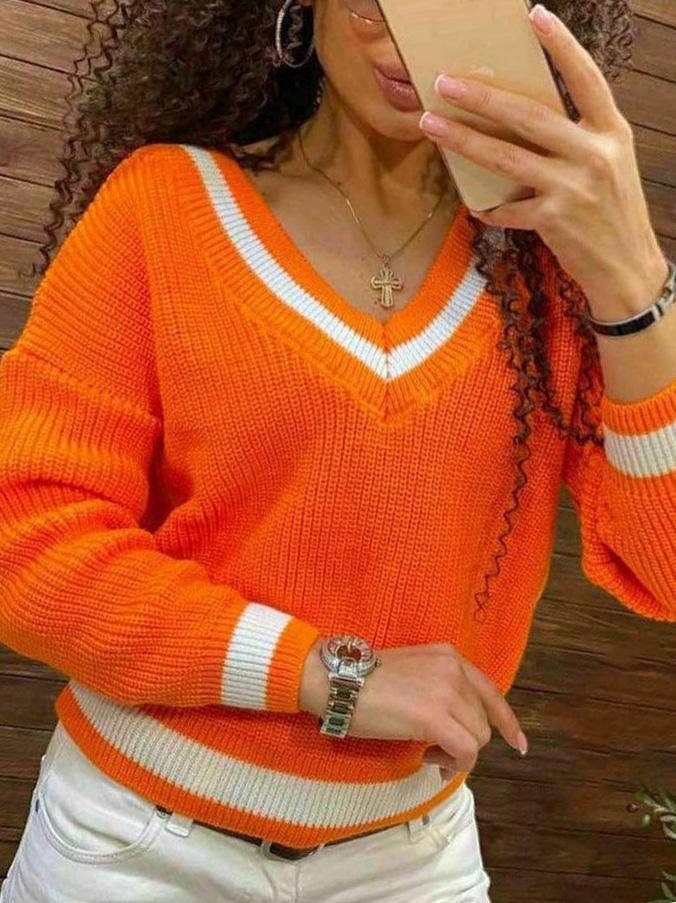 Women Half Sleeve V-neck Solid Color Dress