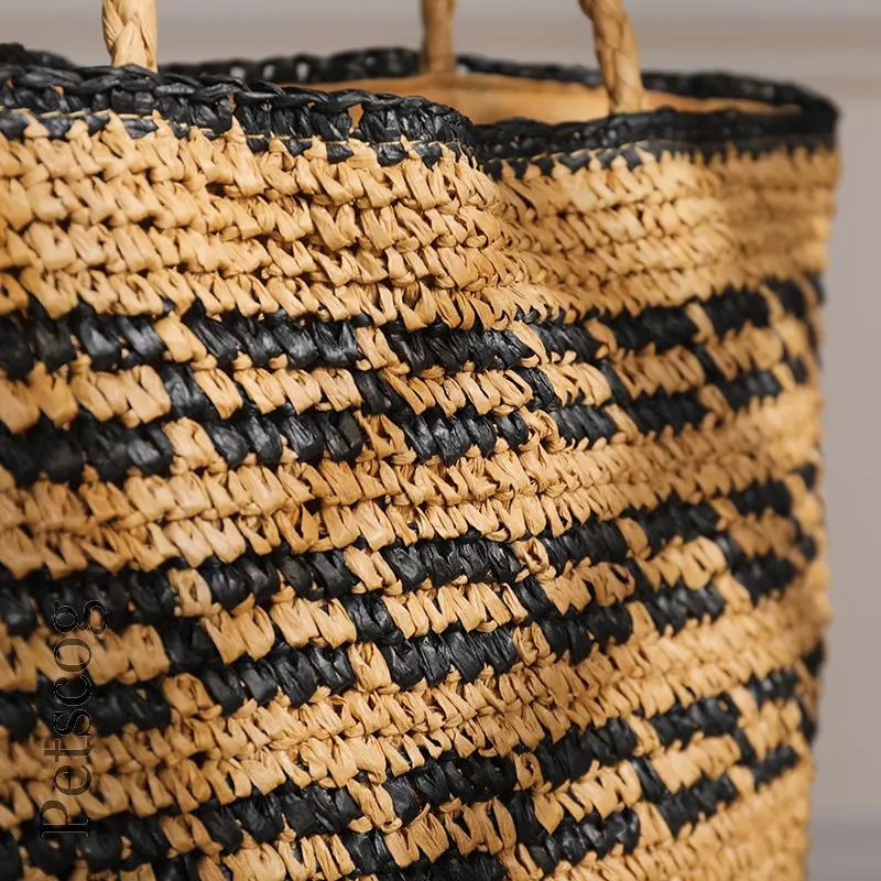 Right logo Women's Straw Bag Simple Design Woven Tote Bag Summer Beach Travel Shoulder Bags Bolso Mujer 2022