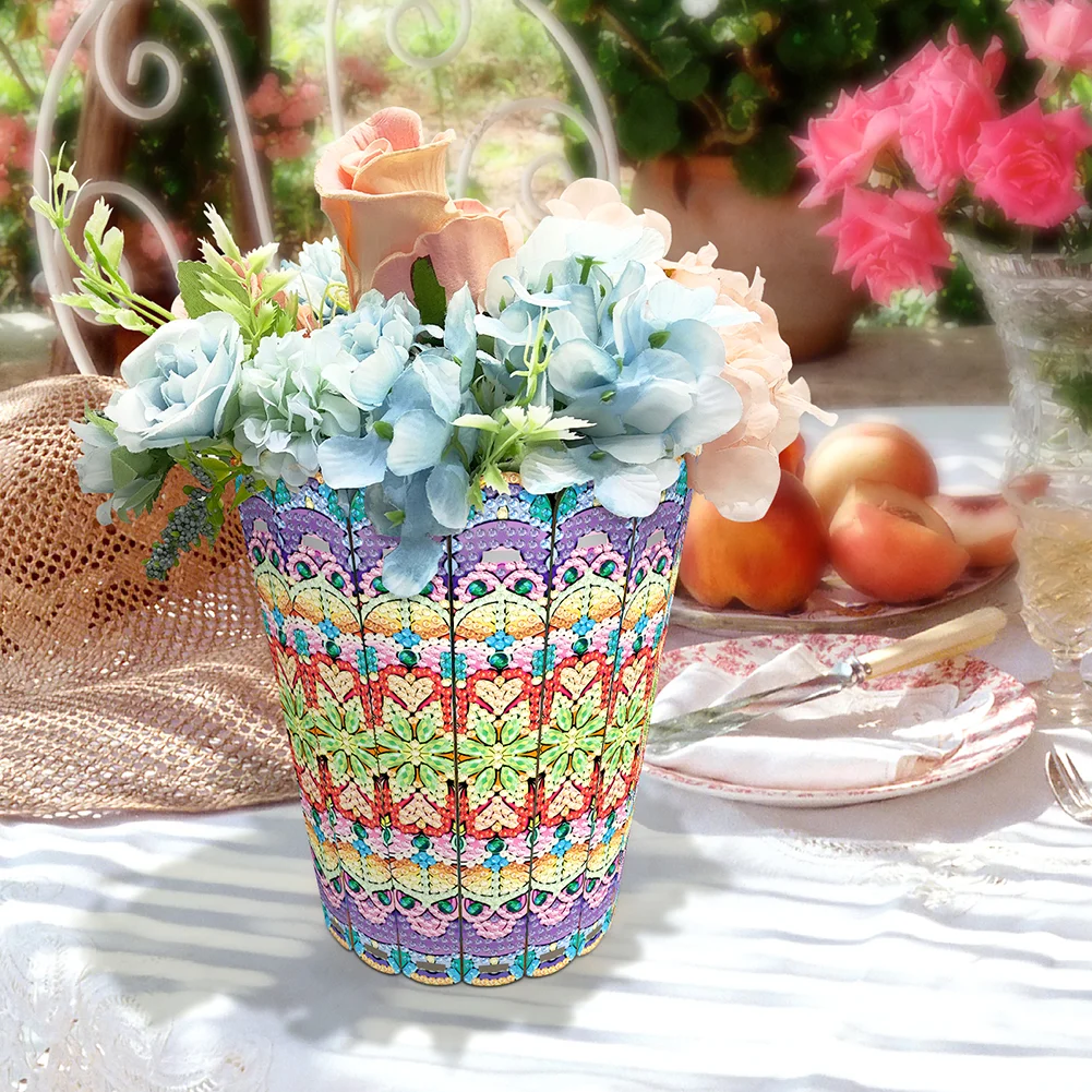 Desktop Diamond Art Flower Arrangement Vase for Home Office Decor (Flower)