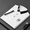 Striped Neckline Embroidered Polo Shirt
