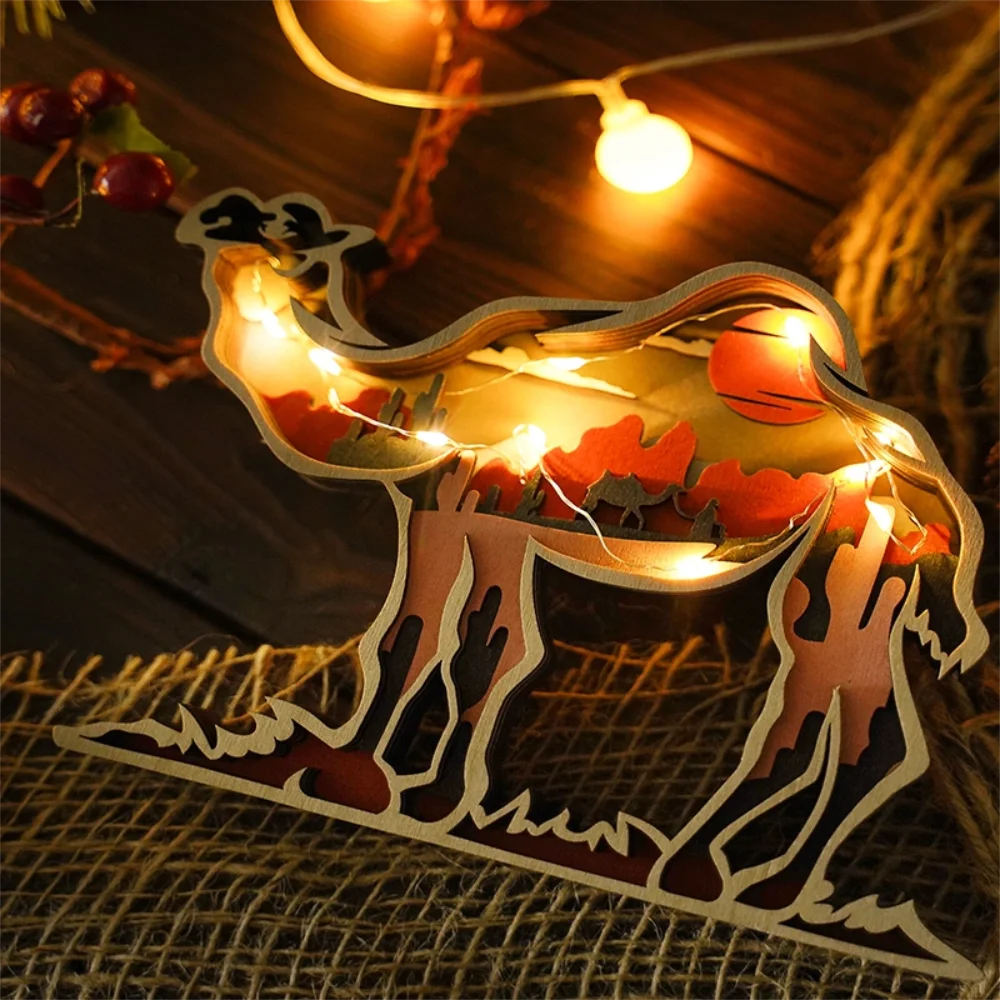 Purexcellent&trade; New creative home desktop wood carving camel crafts ornaments