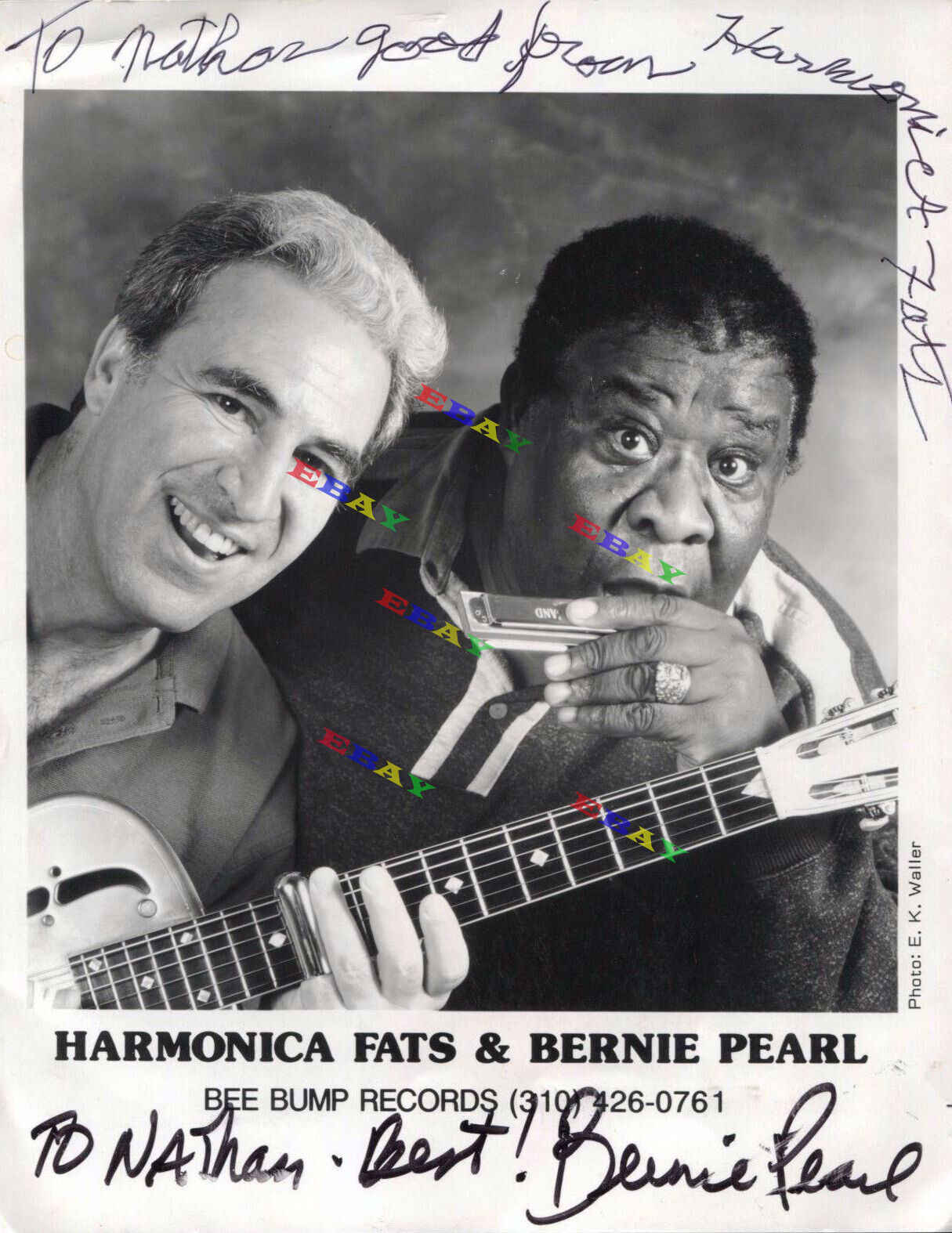 Harmonica Fats and Bernie Pearl Autographed signed 8x10 Photo Poster painting Reprint