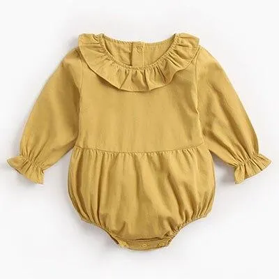 Infants Cowboy Rompers Baby Bodysuit Long Sleeve Cute Pure Color Romper New 2019 Autumn Winter Girls Baby Girl Clothes Jumpsuit