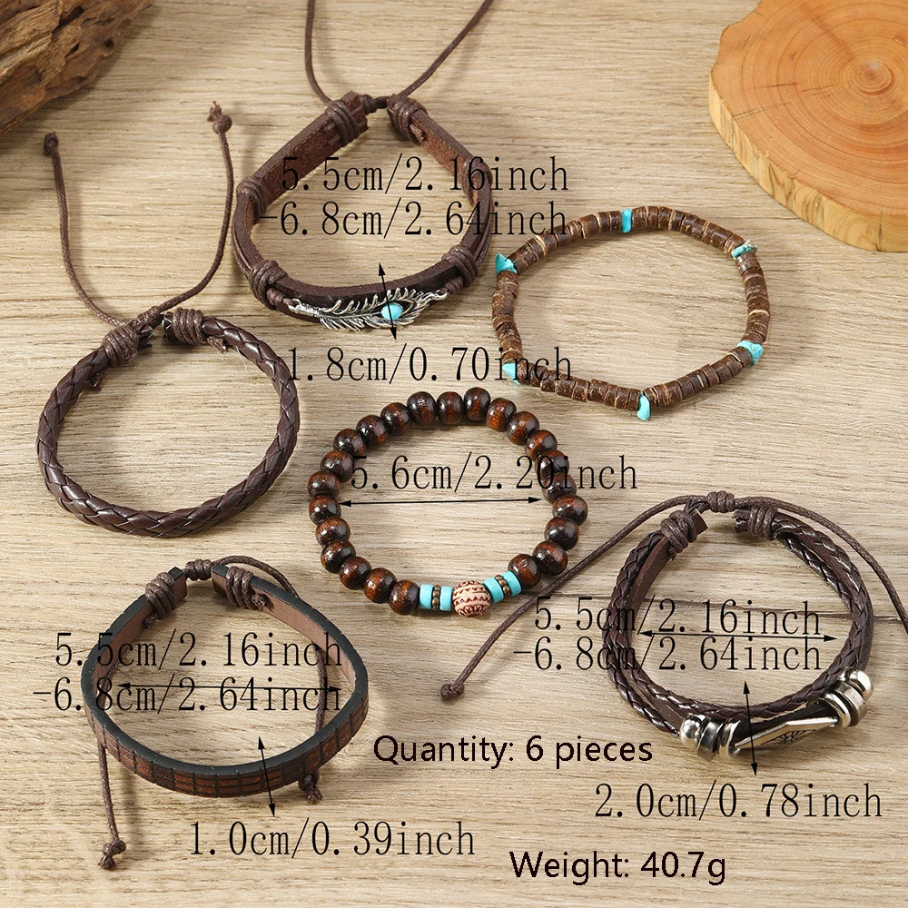Men's Vintage Coconut Shell Multi-layered Wooden Bead Bracelet-inspireuse