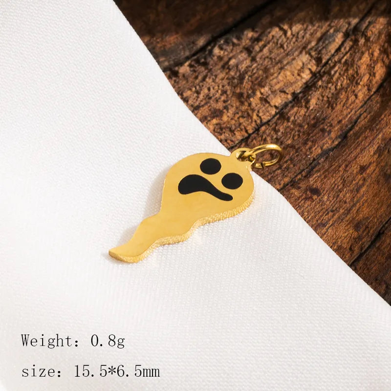 1 Piece 23*24mm Hole 3~3.9mm 304 Stainless Steel 14K Gold Plated Pumpkin Skull Ghost Polished Pendant Jewelry Accessories