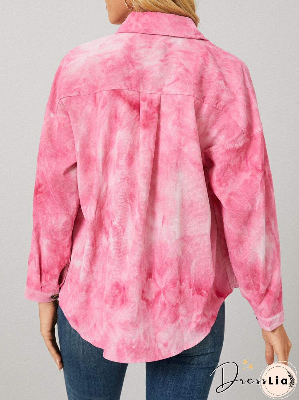 Tie Dye Corduroy Button Long Sleeve Lapel Jacket