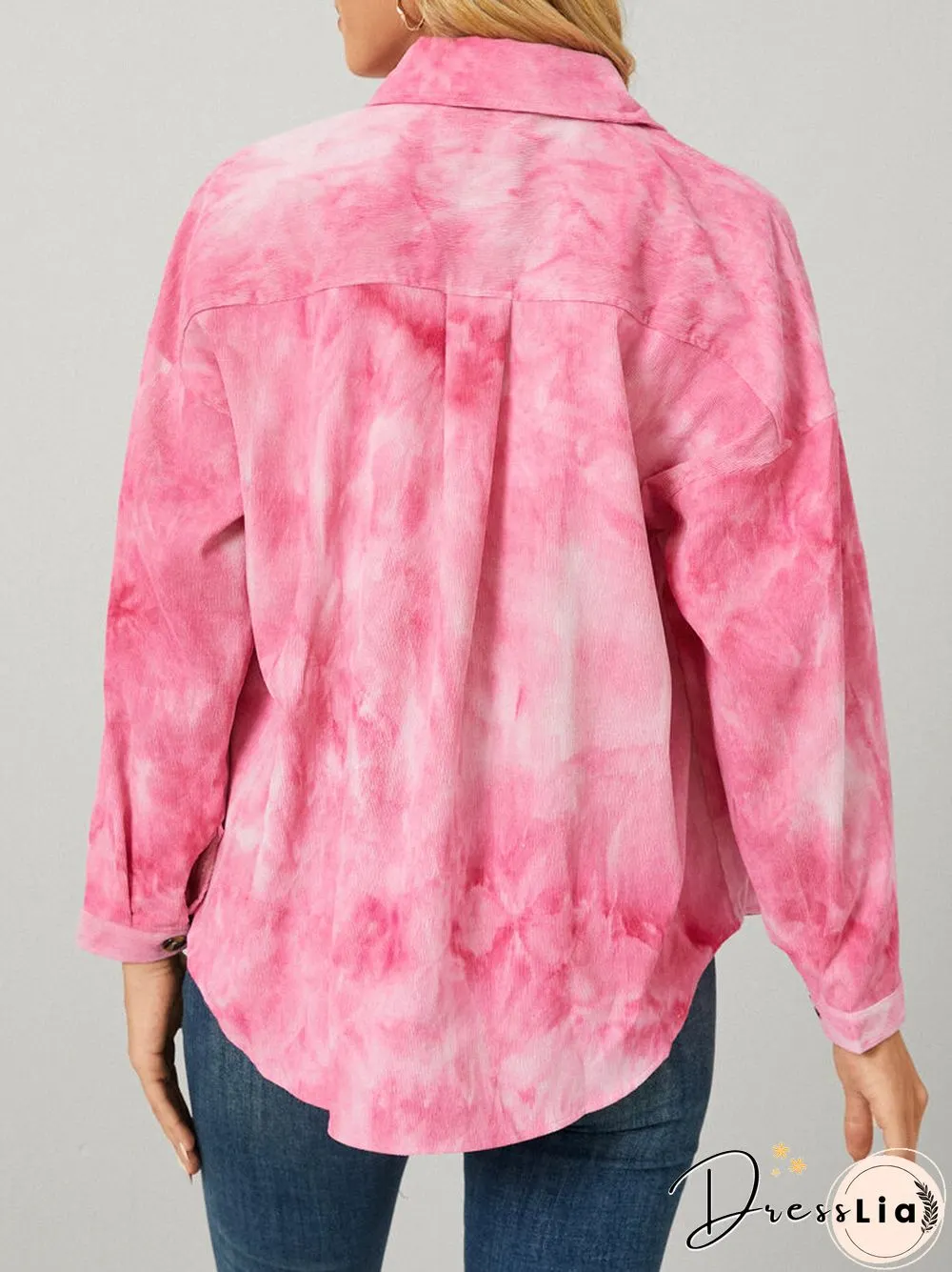 Tie Dye Corduroy Button Long Sleeve Lapel Jacket