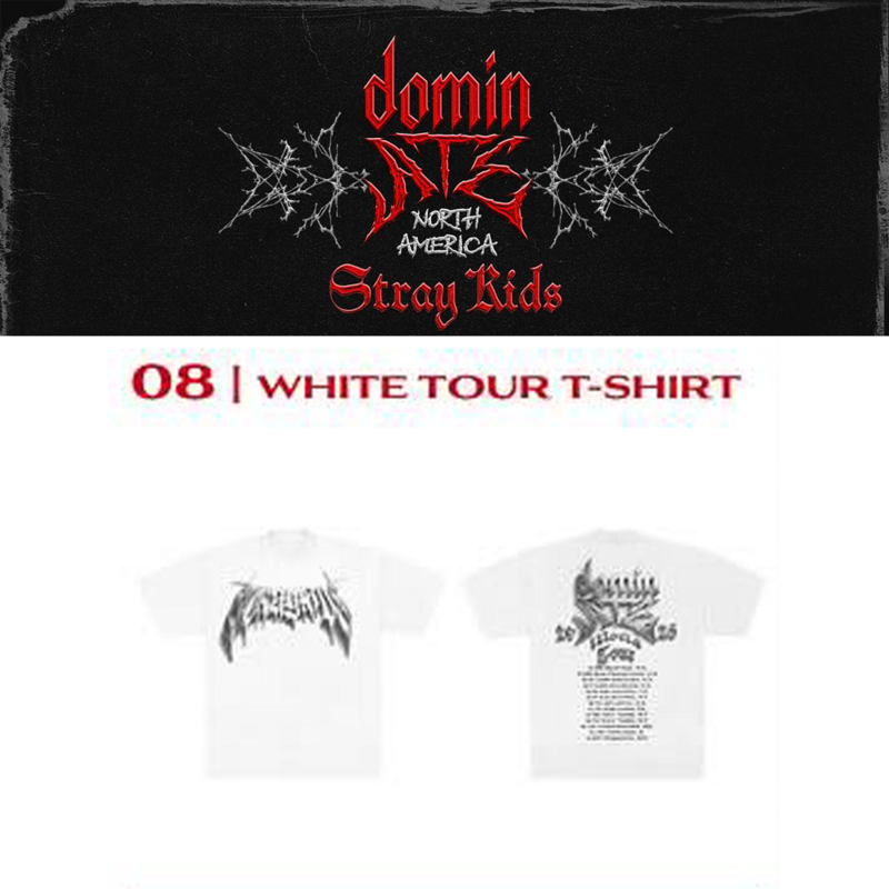2025 Stray Kids DominATE World Tour in Europe White Tour T-Shirt