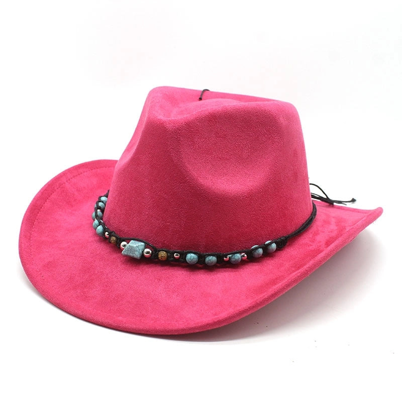 New Suede Ethnic Style Tibetan Western Cowboy Hat Top Hat Autumn And Winter Men’s And Women’s Felt Hat Curved Jazz Hat