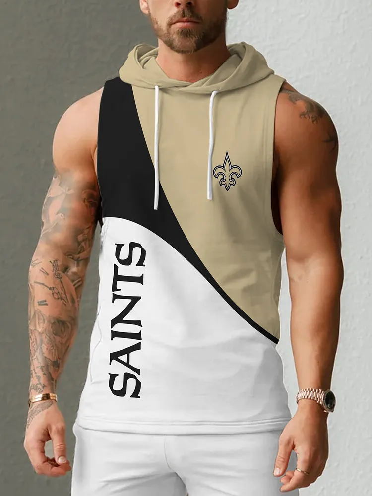 New Orleans Saints Men's  Casual Comfy Sleeveless Hooded Tank Top