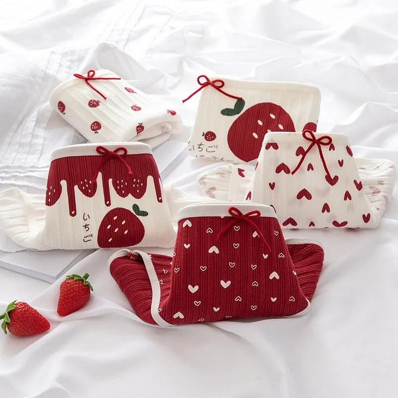 Five Piece Underwear Set Women's Cotton Panties Sexy Lace Underwear Fashion Flower Comfort Briefs Mid-Waisted Female Lingerie