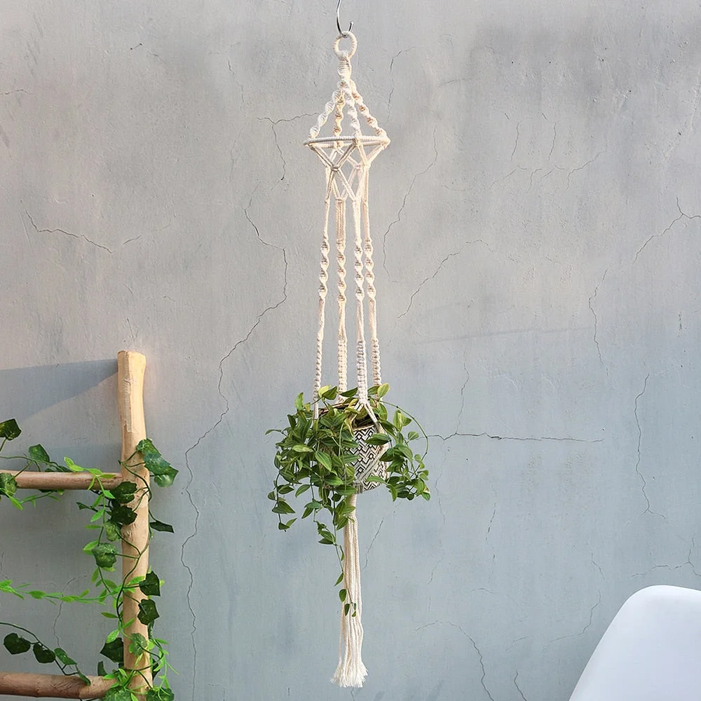 Boho Macrame Plant Hanger Indoor Outdoor Hanging Planter Decor Basket Flower Pot Holder Garden Home Decor Decoration