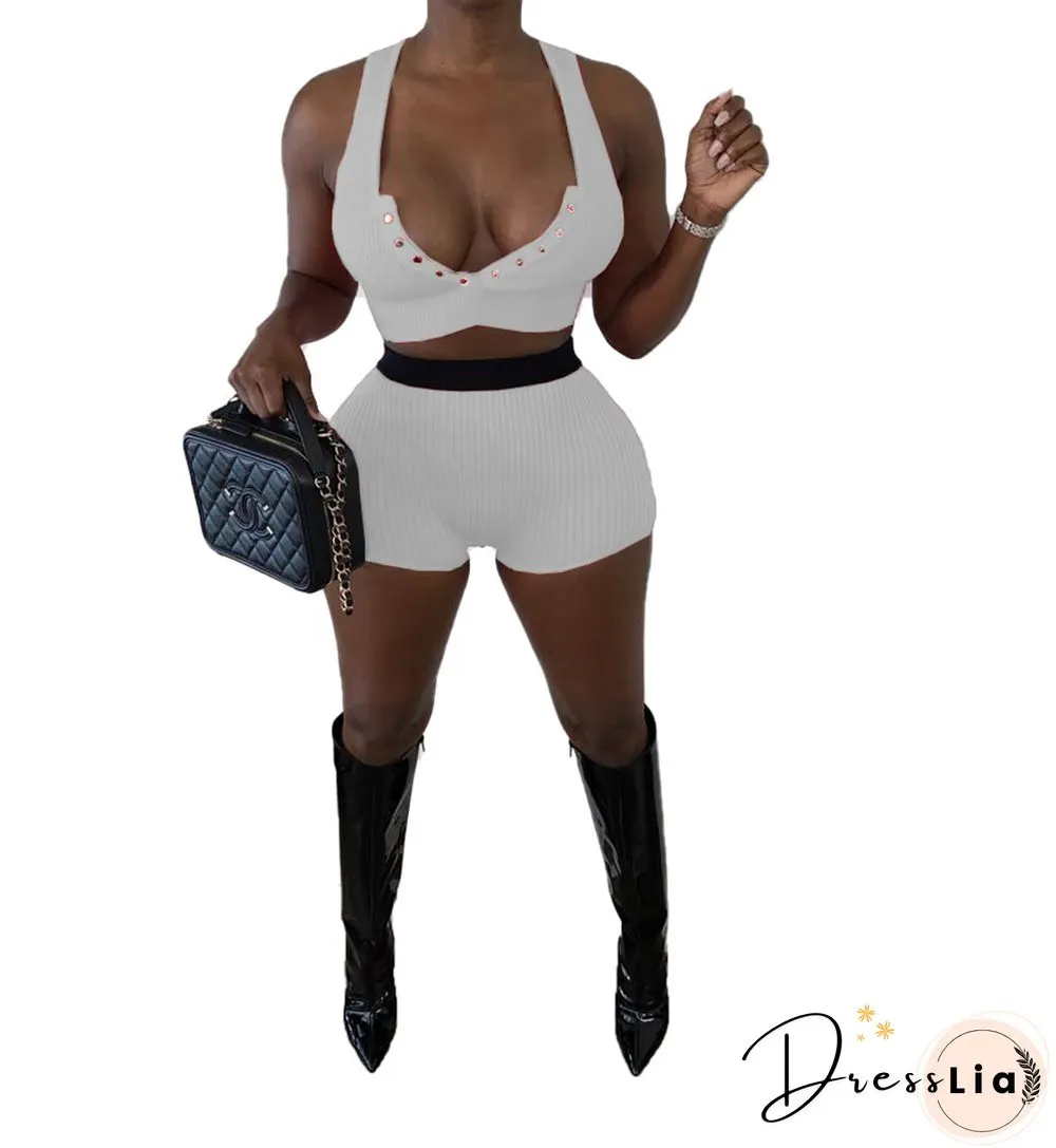 Sportswear Tank Crop Top Biker Shorts Tracksuits