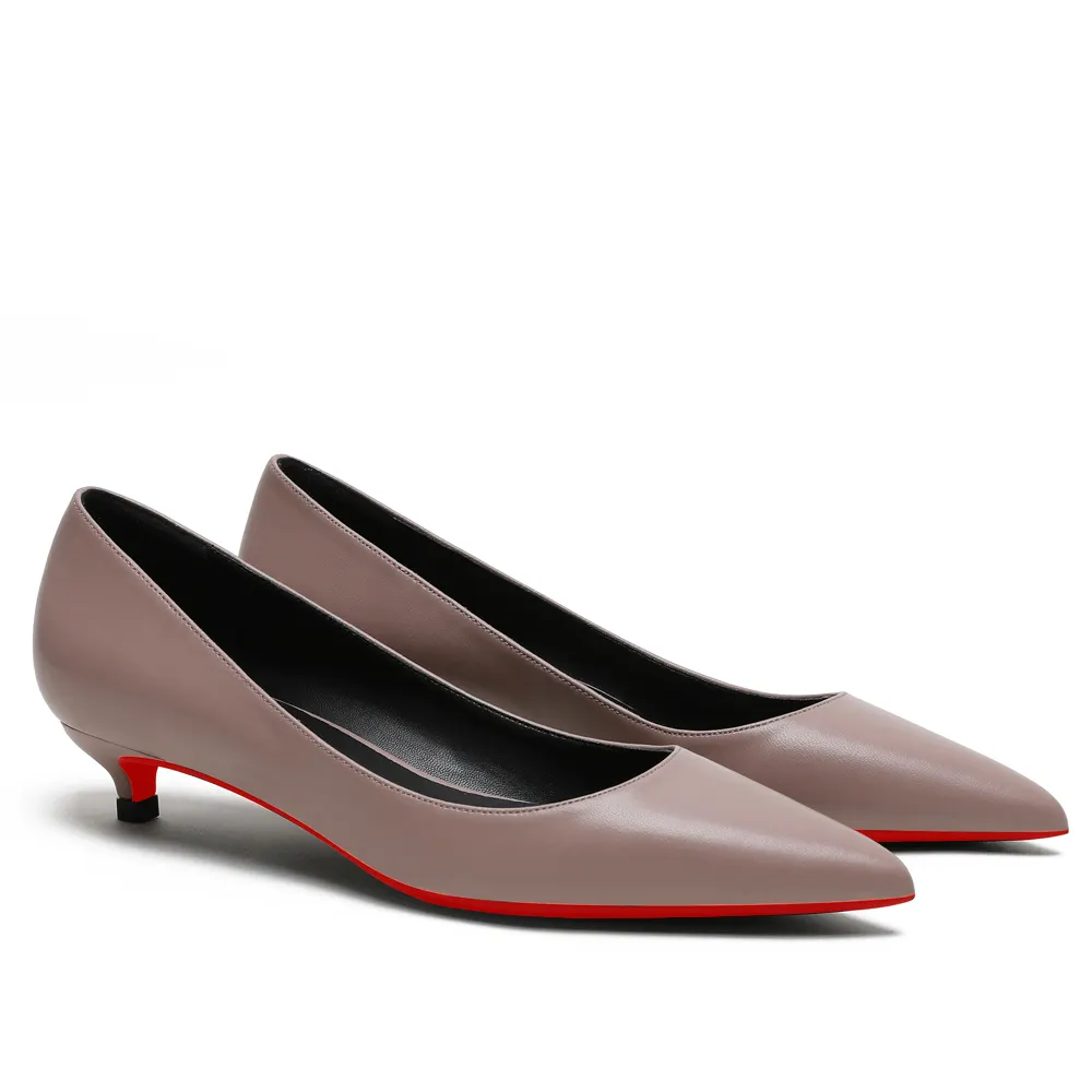 30mm Women's Low Heel Kittens Pointed Toe Casual Slip On Matte Pumps-vocosishoes
