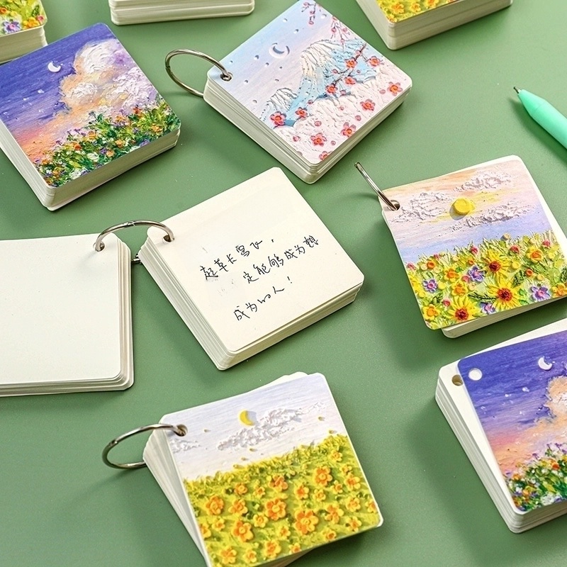 Portable Landscape Oil Painting Blank Paper Loose-leaf Small Size Notebook
