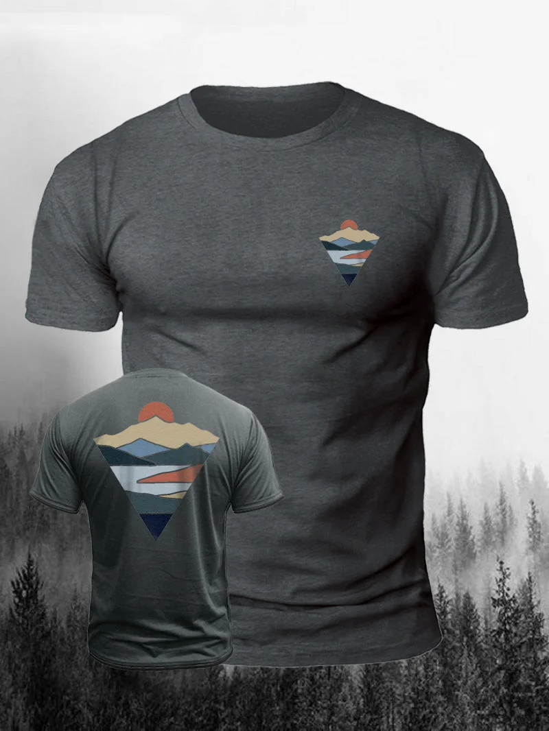Men's Retro Triangle Maca Sunset Short-Sleeved Shirt in  mildstyles