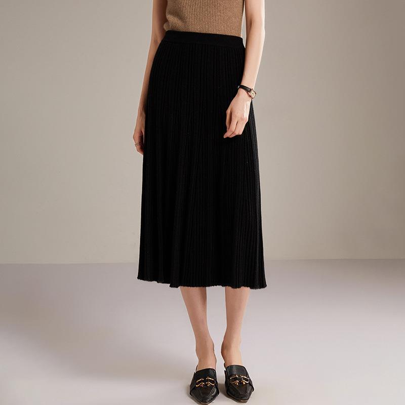Pleated Cashmere Skirt For Women REAL SILK LIFE