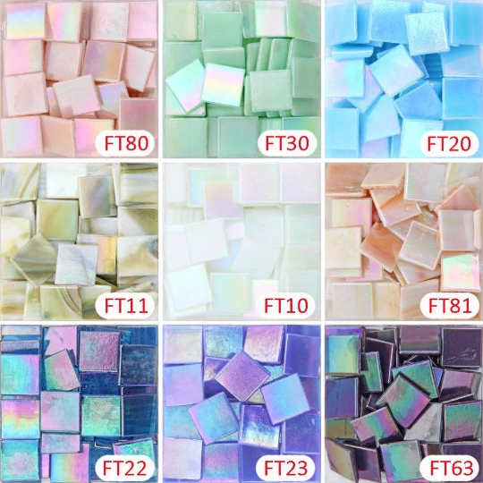 Pornhint 200g/68pcs 20 X 20mm 3/4 inch Fancy Quartz Mosaic Iridised Glass Iridescent Glass tile , Vitreous Glass Mini,Material Supplier